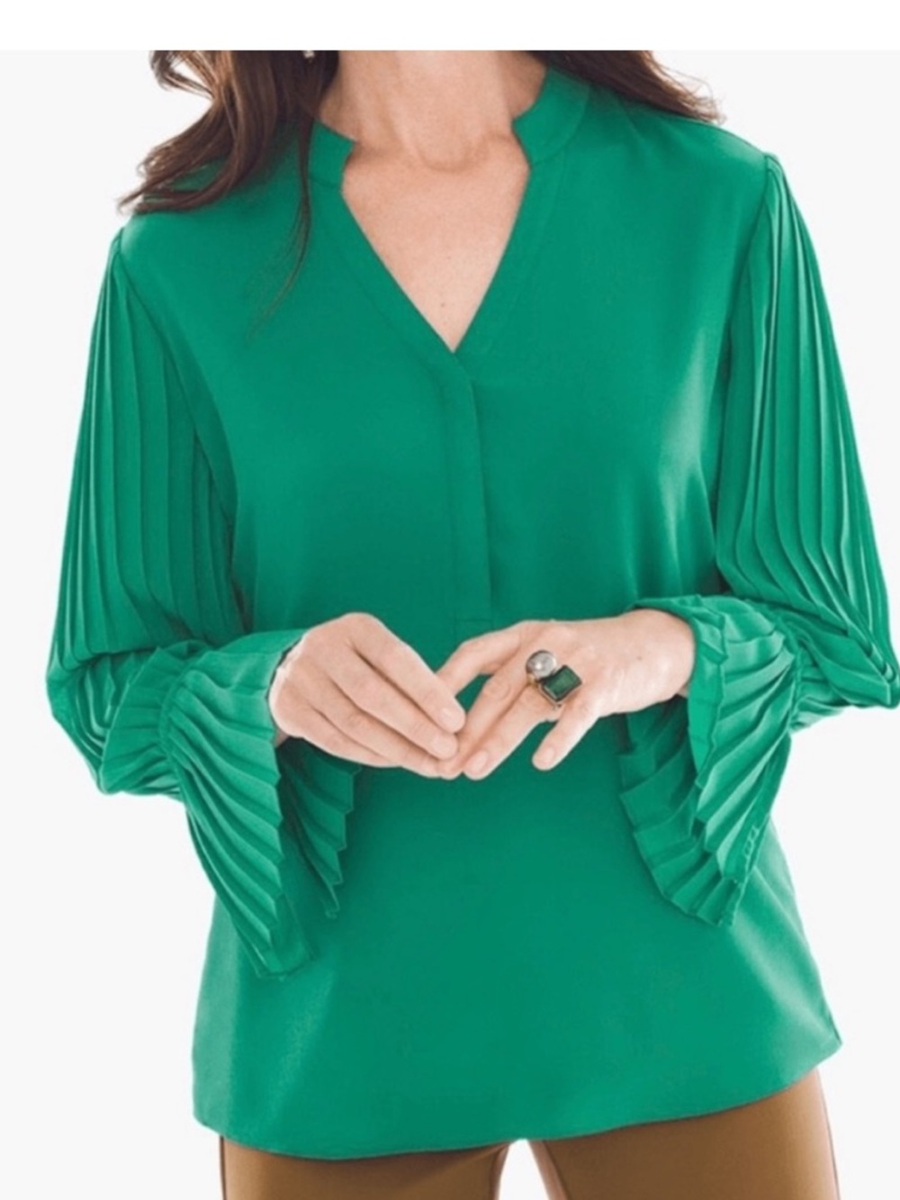 Chicos Pleated Bell Sleeve Women’s Top